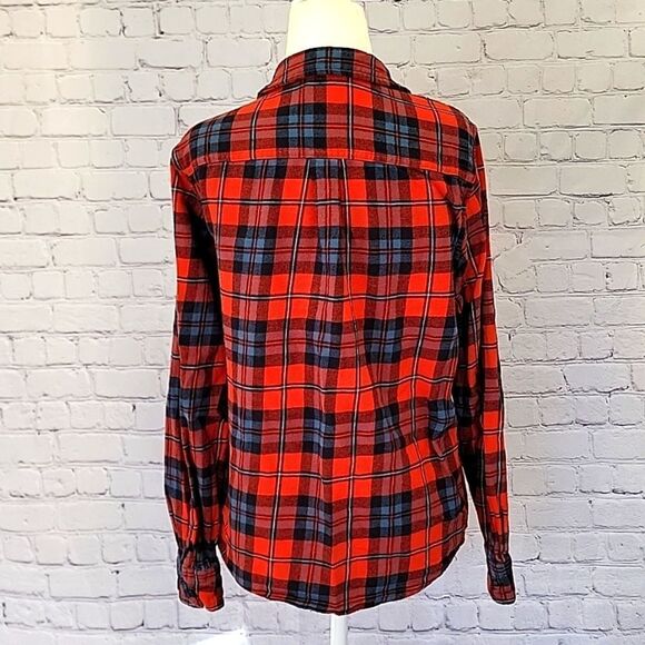100% COTTON Long Sleeve Button Down Flannel Plaid Shirt Youth XL - Picture 3 of 4